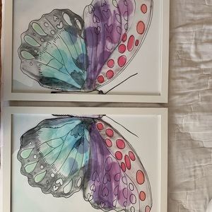 Pottery Barn framed butterfly prints